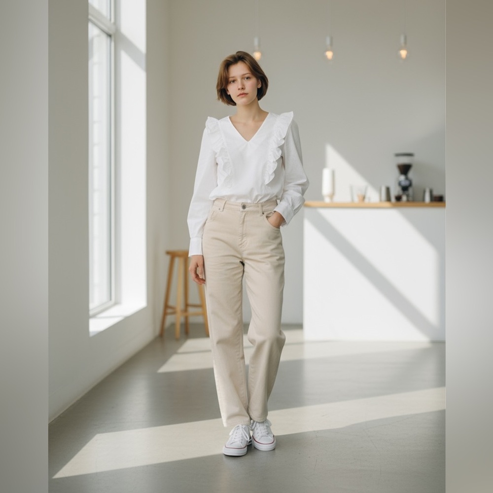ZARA White Ruffled Long Sleeve Blouse – Chic & Elegant Wardrobe Staple